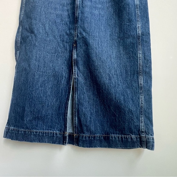J Crew Factory High Rise Denim Front Slit Midi Skirt  28 A-line Country CB967 - Picture 5 of 13